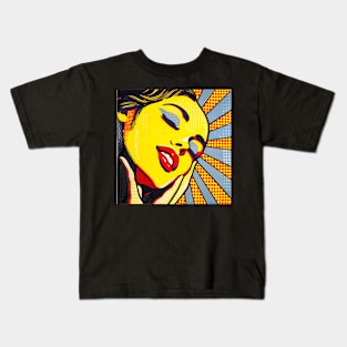 Pop art close up of a woman Kids T-Shirt